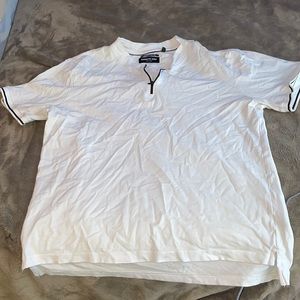 Kenneth Cole Zip Up white shirt large